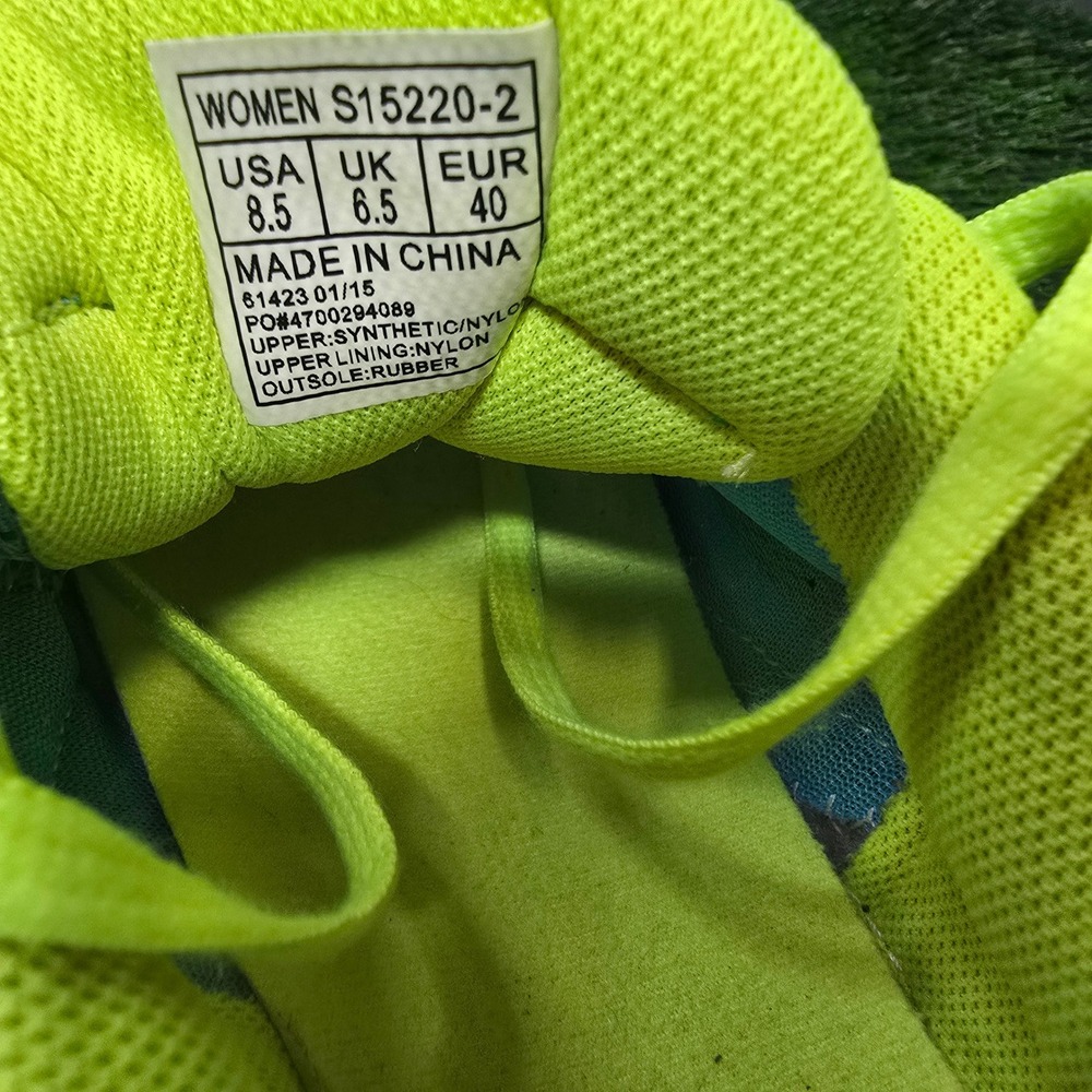 Saucony 8.5 Blue Sapphire Running Shoes Women S15220-2 Teal Lime Green Sneakers - Picture 4 of 10